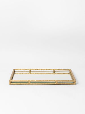 Organic Elegant Mirror Tray Gold 22.75 x 42cm