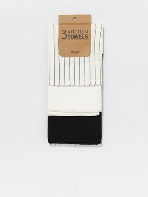 Chic Stripe Kitchen Towels Monochrome