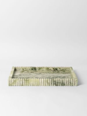Fluted Edge Green Marble Tray