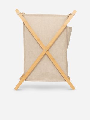 Bamboo Frame Foldable Laundry Basket Natural