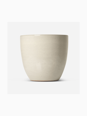 Planter Glazed Smooth Terracotta White 28 x 30cm