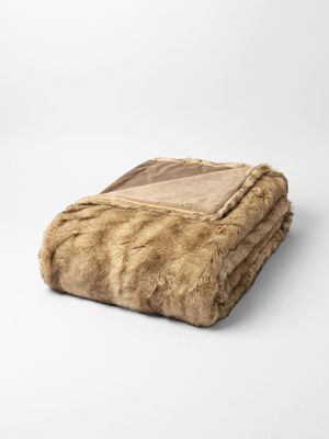 Faux Fur Blanket Ombre Natural