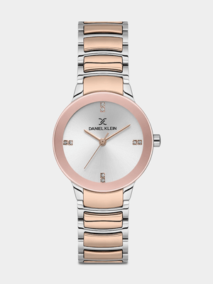 Daniel Klein Rose Plated Silver Tone Dial Two-Tone Bracelet Watch