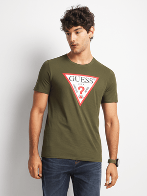 Men's Guess Olive Green Original Logo T-Shirt