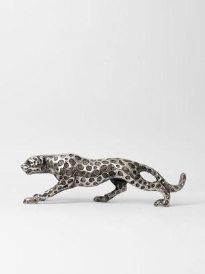 Leopard Statue Silver 38 x 11.4cm