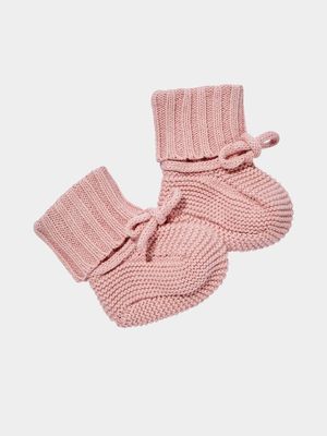 Cotton On Baby Pink Organic Knit Booties