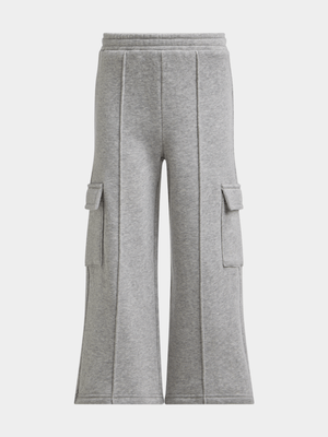 Older Girl's Grey Wide Leg Utility Joggers