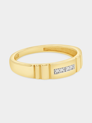 Yellow Gold Earth Grown Diamond Ribbed Ring