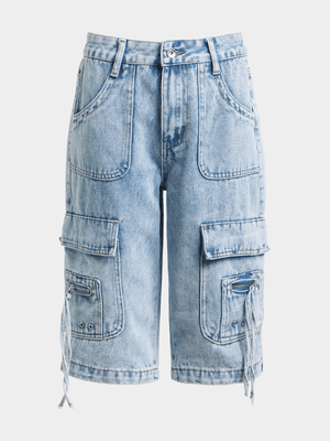 Jet Older Boys Blue Cargo Denim Shorts