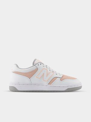 New Balance Junior 480 White/Pink Sneaker