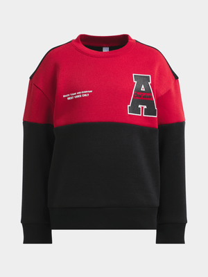 Younger Boy's Red & Black Colourblock Sweat Top