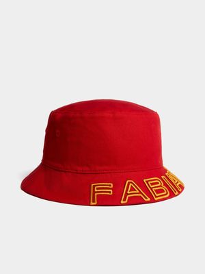 Fabiani Men's Red Logo and Crest Rev Bucket Hat