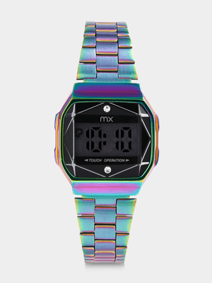 MX Iridescent Hexagonal Black Digital Bracelet Watch