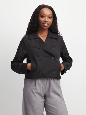 Jet Women's Black Crop Trench Coat