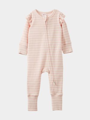 Cotton On Baby Pink The Long Sleeve Rib Romper