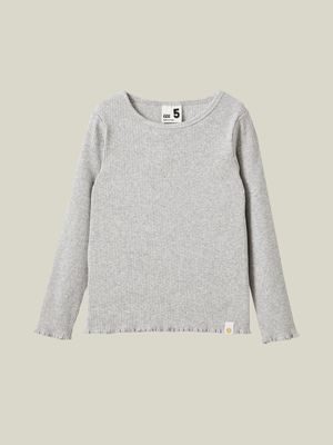 Cotton On Kids Girl Grey Jade Crew Top