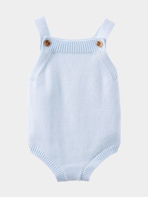 Cotton On Baby Blue Organic Knit Bubbbysuit