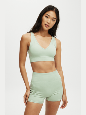 Women's Cotton On Green Active Seamless Plunge Strappy Back Crop Top