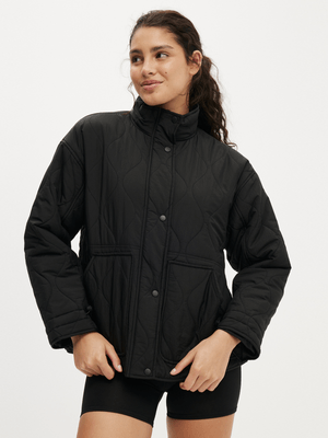 Women's Cotton On Black Active Warm Up Relaxed Lightweight Jacket