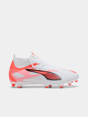 Mens Puma Ultra 5 Match+ FG/AG White/Red Boots