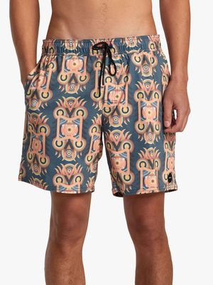 Men's RVCA Blue Redondo Elastic Volley Shorts