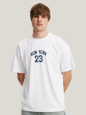 Men's Cotton On White Box Fit College T-Shirt