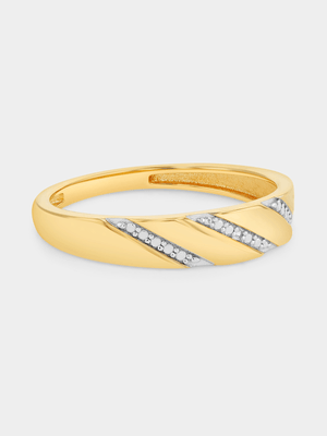 Yellow Gold Earth Grown Diamond Triple Stripe Ring