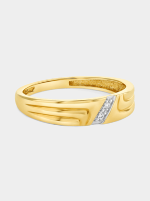 Yellow Gold Earth Grown Diamond Diagonal Ring