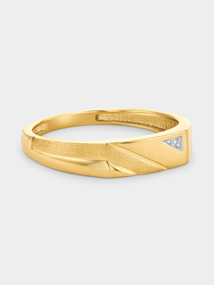 Yellow Gold Earth Grown Diamond Triangle Ring