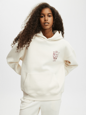 Women's Cotton On BEIGE Active Plush Premium Graphic Hoodie