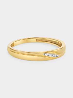 Yellow Gold Diamond Diagonal Ring