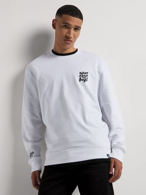 Men's Markham What About The Boys Fleece White Sweat Top