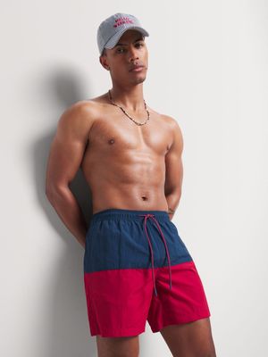 Men's Markham 2 Tone Colourblock Navy/Red Swimshort