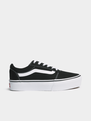 Womens Vans Ward Canva Black/White Platform Sneakers