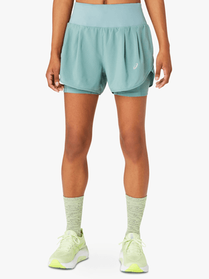 Womens Asics Road 2-In-1 3.5 Inch Celadon Shorts