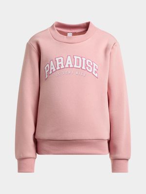 Older Girl's Pink Graphic Print Sweat Top