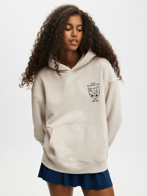 Women's Cotton On BEIGE Active Plush Premium Graphic Hoodie