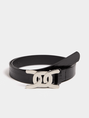 Silver Twisted Buckle Regular Belt