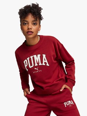 Womens Puma Squad Red Crew Sweatshirt