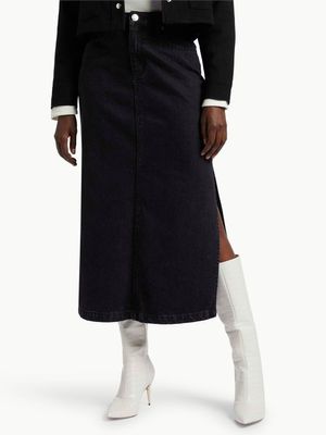 News Denim Maxi Denim Skirt