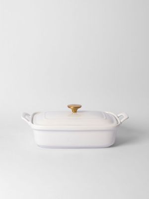 Skye Square Casserole White & Gold 37cm