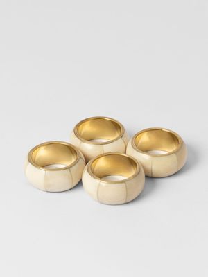 AH Ivory Bone Napkin Rings Set of 4