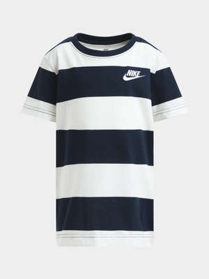 Nike Boys Kids Striped Club Seasonal Navy/White T-Shirt