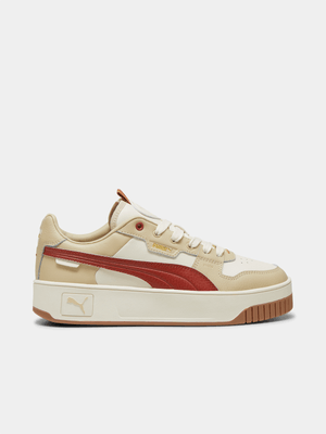 Puma Women's Carina Street Luxe Cream/Red Sneaker