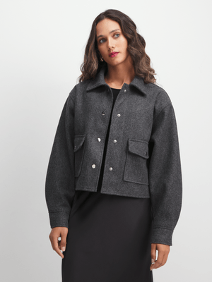 Women's Grey Cropped Utility Jacket