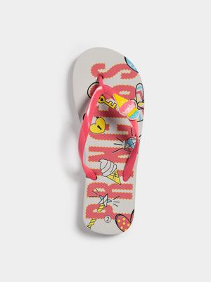 Older Girl's Pink Ice Cream Flip Flops