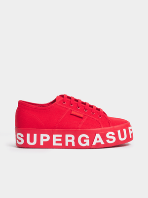 Womens Superga 2790 Lettering Total Red/White Sneakers