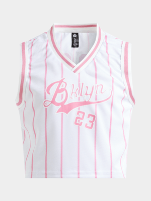 Jet Teen Girls Pink/White Basketball T-Shirt