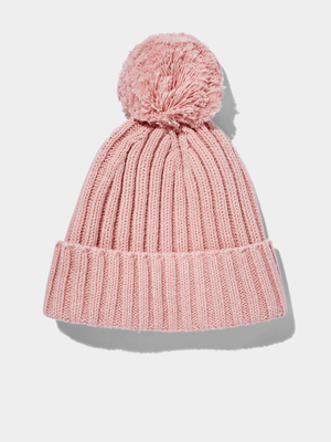 Cotton On Baby Pink Organic Knit Beanie