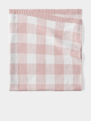 Cotton On Baby Pink Organic Knit Blanket